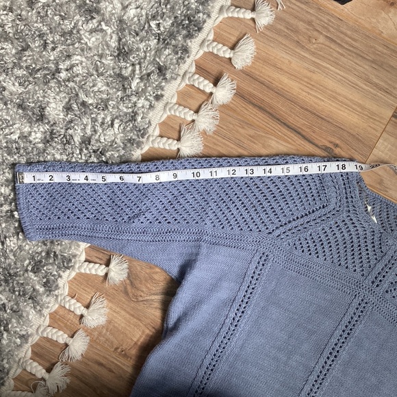 🛍️ DONATED prAna | Getup Pullover Sweater 3/4 sleeve blue open knit sm - Picture 9 of 10